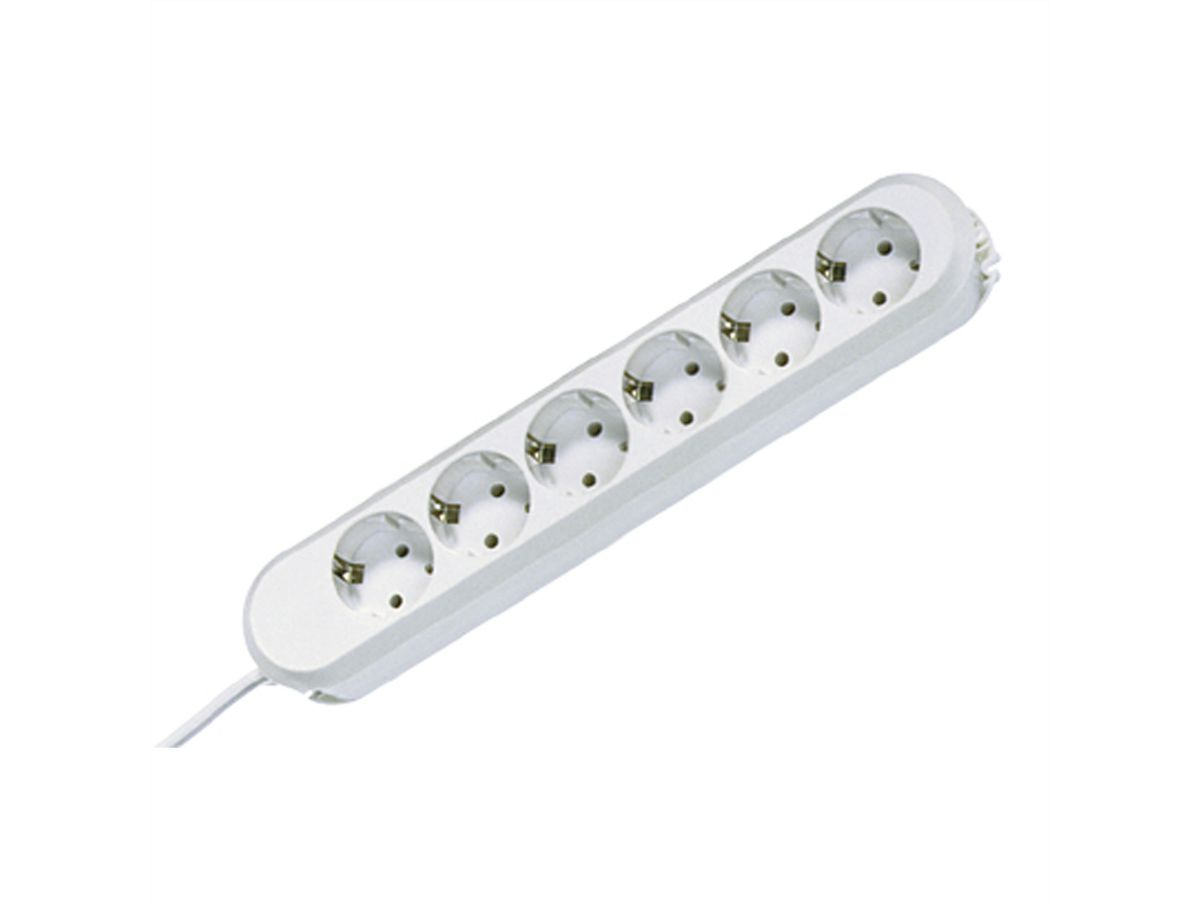 BACHMANN SMART socket strip 6x earthing contact, white, 1.5 m