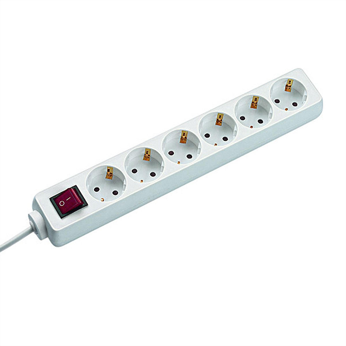BACHMANN SELLY socket strip 6x earthing contact, switch, white, 1.5 m