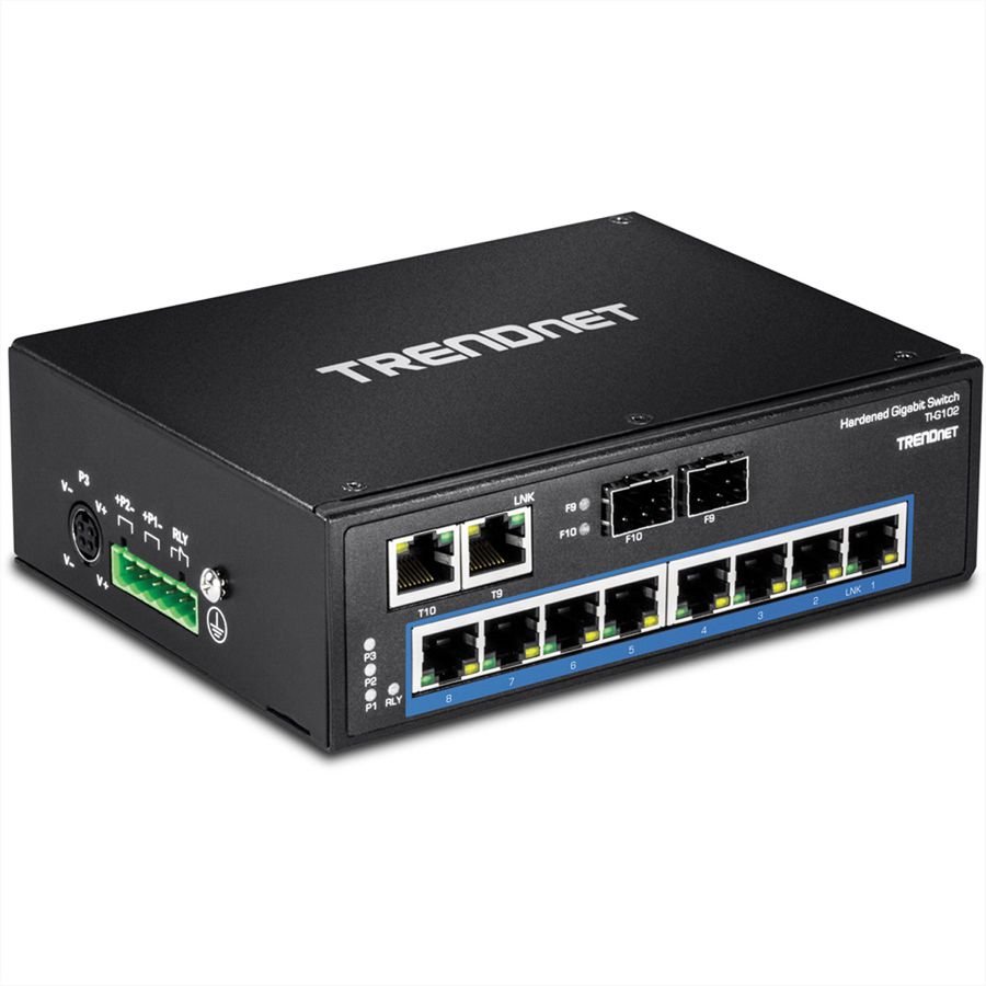 TRENDnet TI-G102 10-poorts Industriële Gigabit Switch DIN-Rail