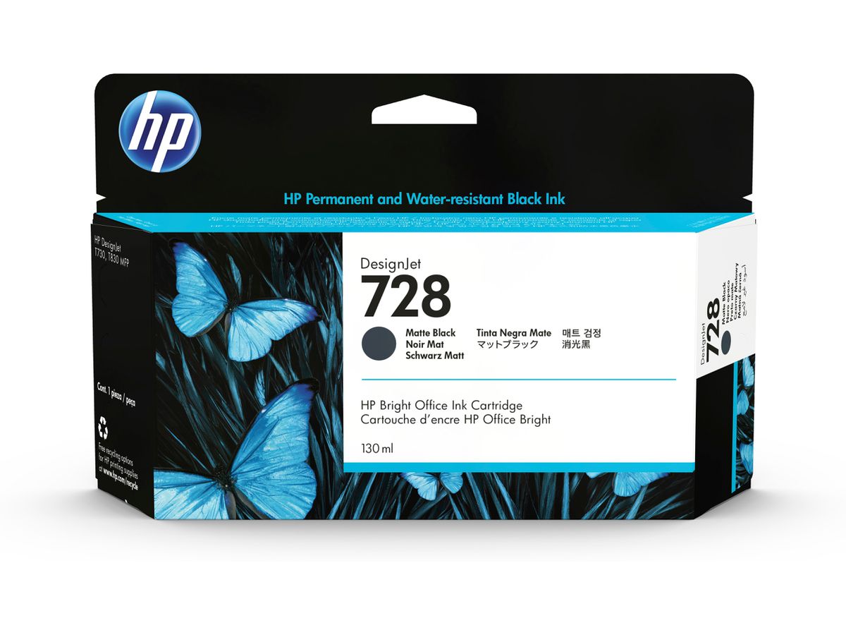 HP 728 130-ml Matte Black DesignJet Ink Cartridge