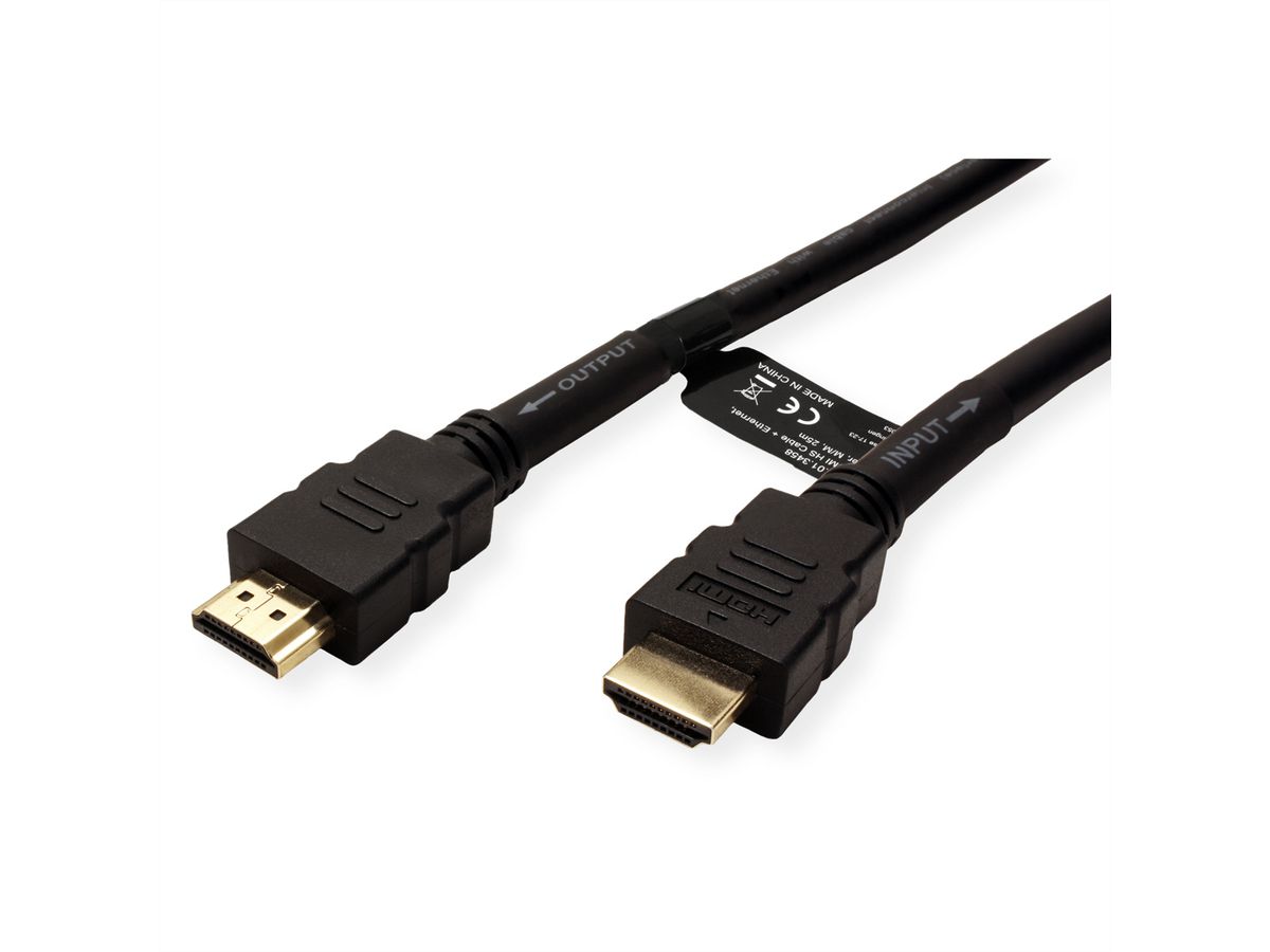 ROLINE HDMI High Speed Cable with Ethernet, M - M, with Repeater, 25 m