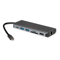 ROLINE dockingstation USB Type C, 8K30 HDMI, 2x USB3.2 Gen1 (A), 1x PD, 1x LAN, SD/MicroSD