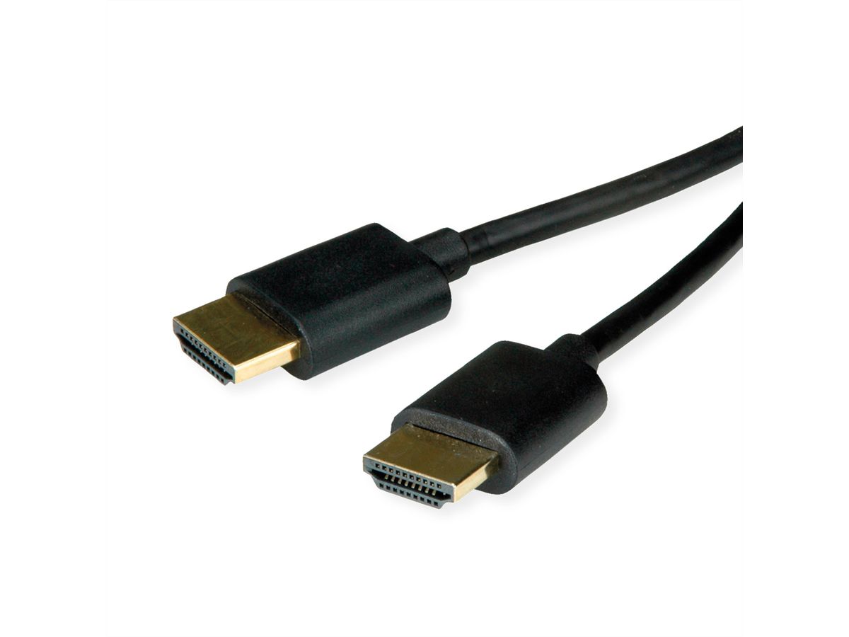 ROLINE HDMI HighSpeed kabel met Ethernet, Slim, M/M, zwart, 1 m