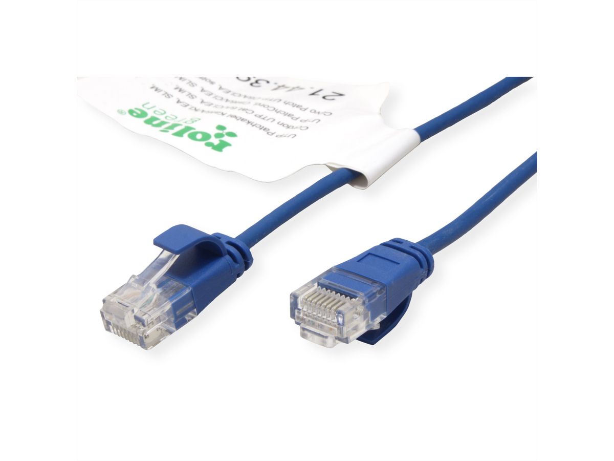 ROLINE GREEN UTP patchkabel Cat.6A (Class EA), LSOH, extra dun, blauw, 0,5 m