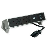 BACHMANN DESK2 2xUK 1xUSB A/C 22W, 0,2m GST18 INOX Verenigd Koninkrijk