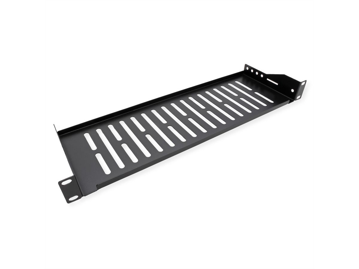 VALUE 19"-Fixed Shelf, 440 x 150mm, max. 10kg, 1U, U-Shape, black