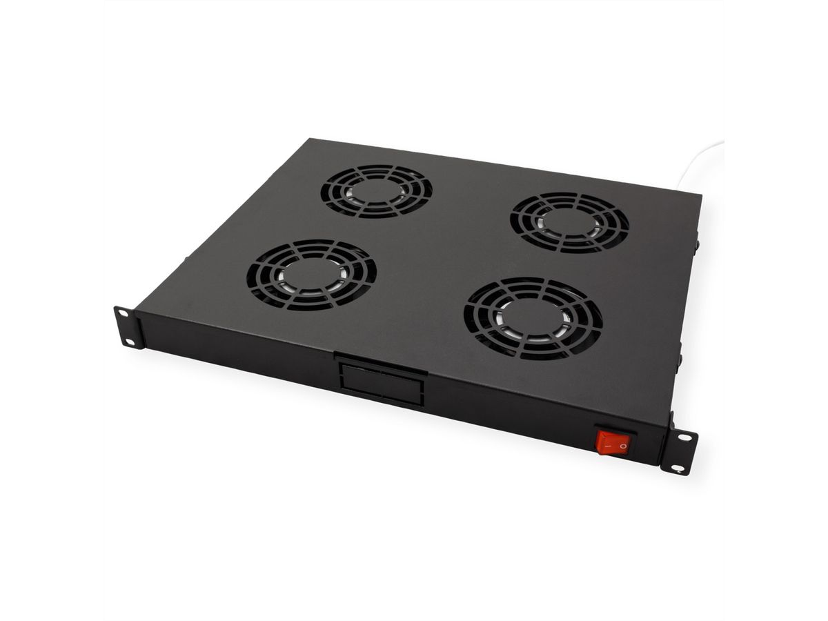 ROLINE 19-inch ventilatorunit 4 ventilatoren, Thermostaat zwart