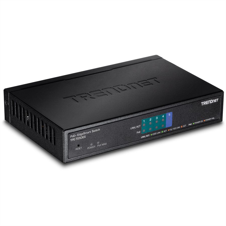 TRENDnet TPE-TG50ES PoE+ Switch (31W) 5-poorts Gigabit EdgeSmart