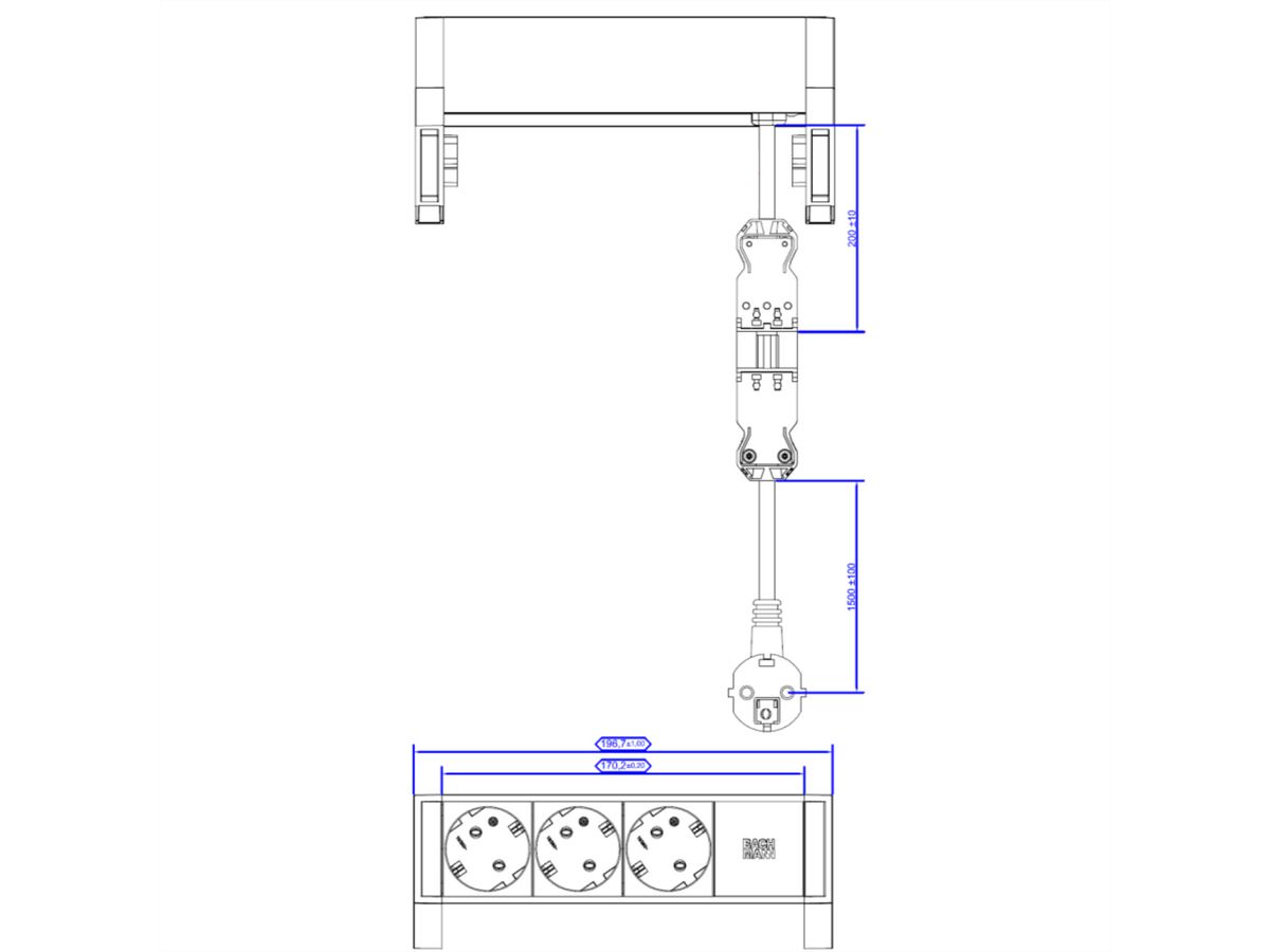 BACHMANN DESK2 3xCEE7/3 Power 0.2m