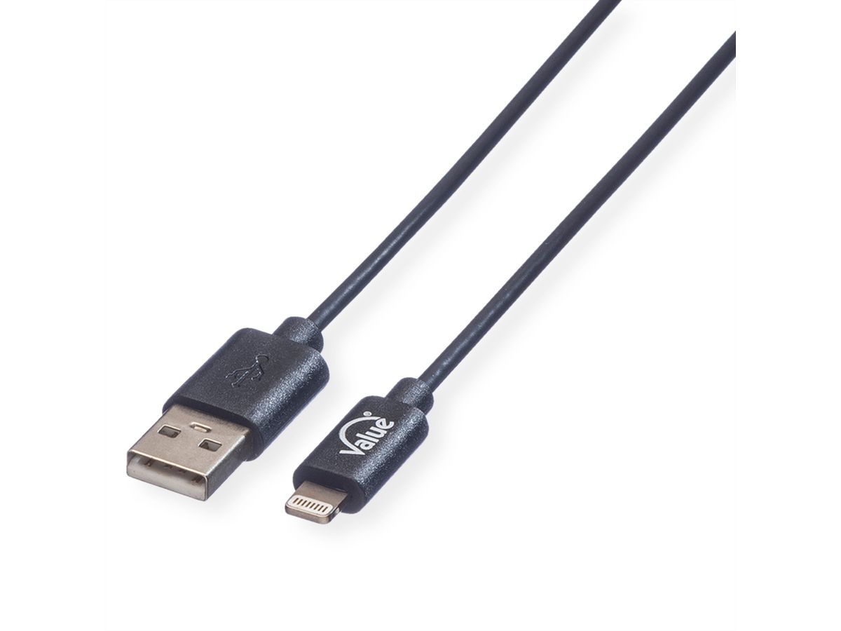 VALUE Lightning naar USB 2.0 kabel voor iPhone, iPod, iPad, 0,15 m