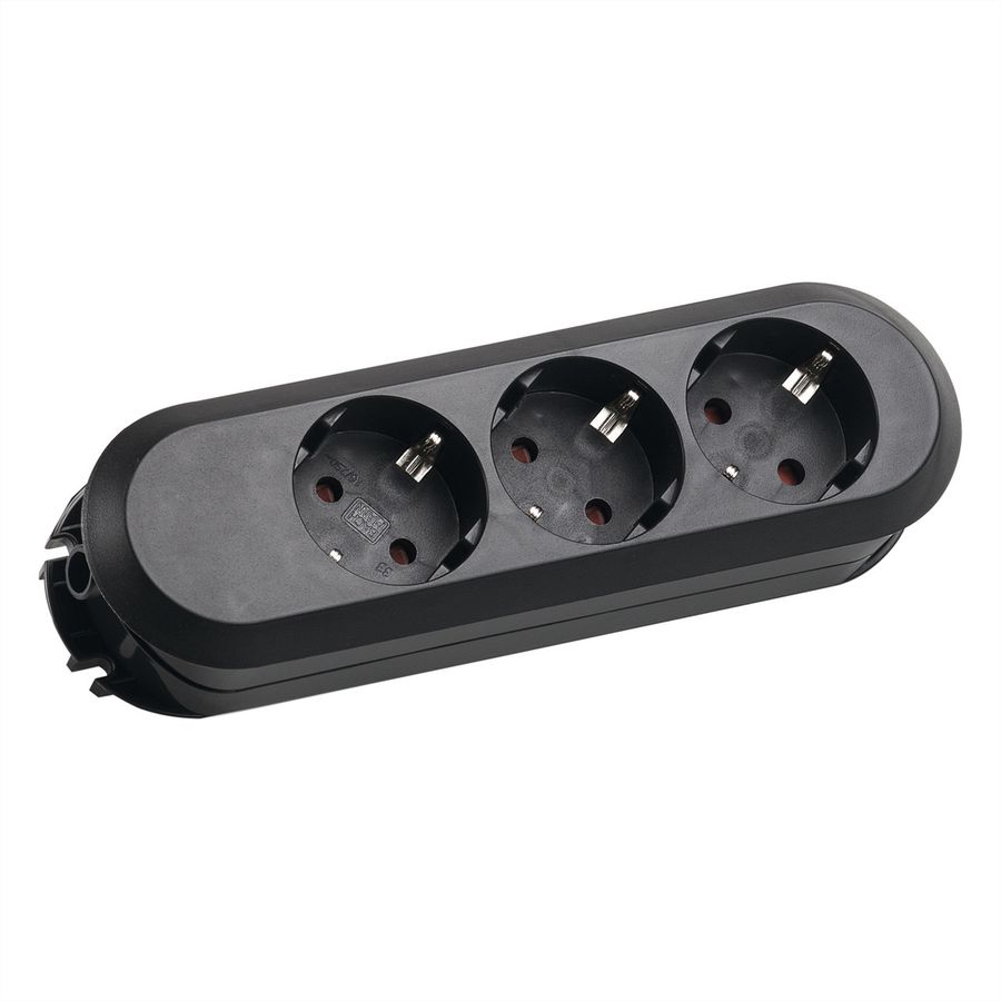 BACHMANN SMART 3xCEE7/3 black, 3x earthing contact