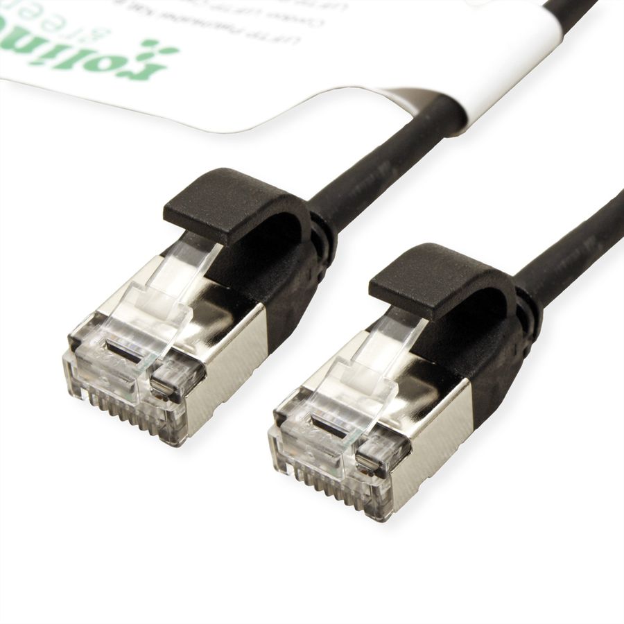 ROLINE GREEN F/UTP DataCenter Patchkabel Cat.6A (Class EA), LSOH, extra dun, zwart, 0,3 m
