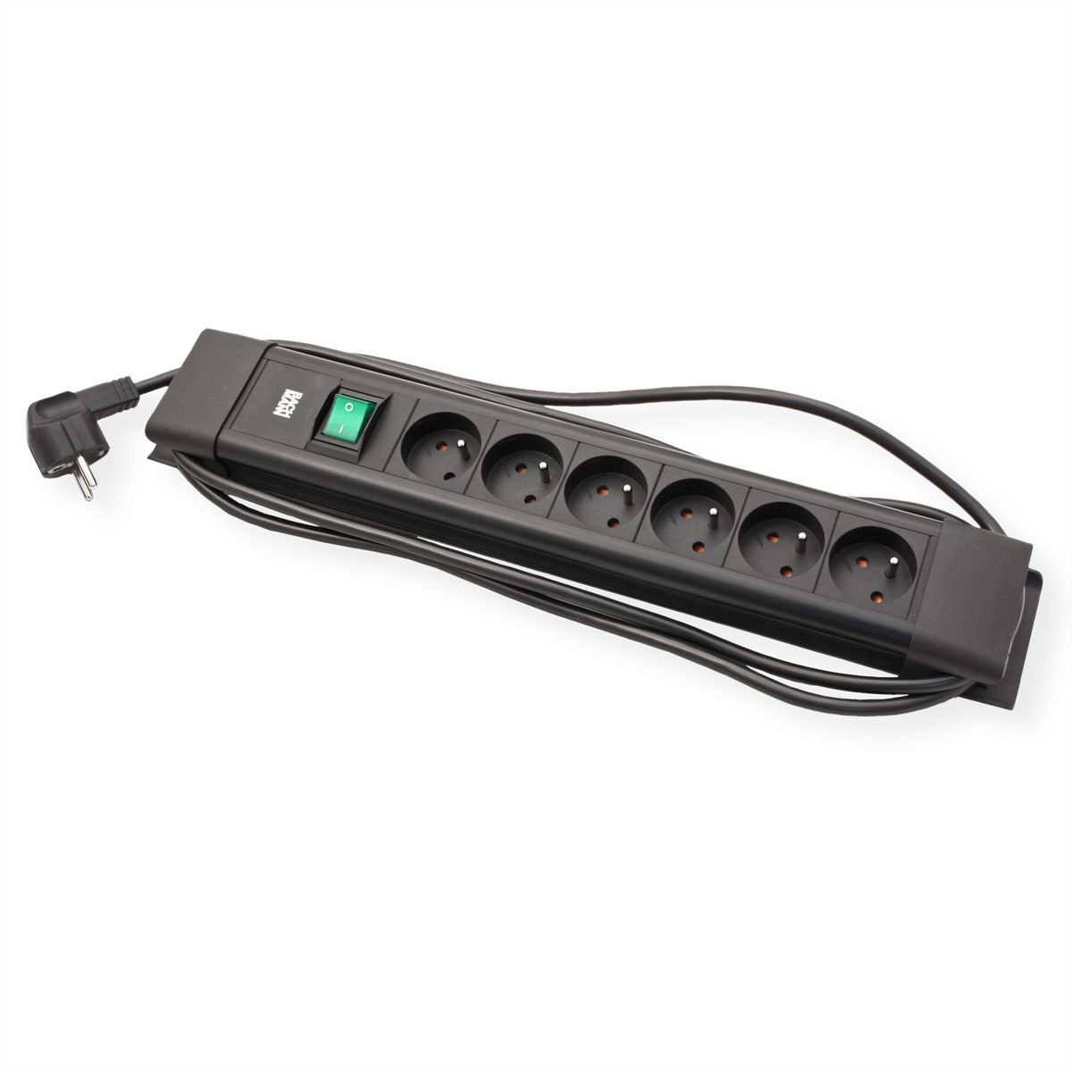 BACHMANN CONNECTUS 6xUTE, 1xSchalter 2,0m CEE7/7 Schwarz