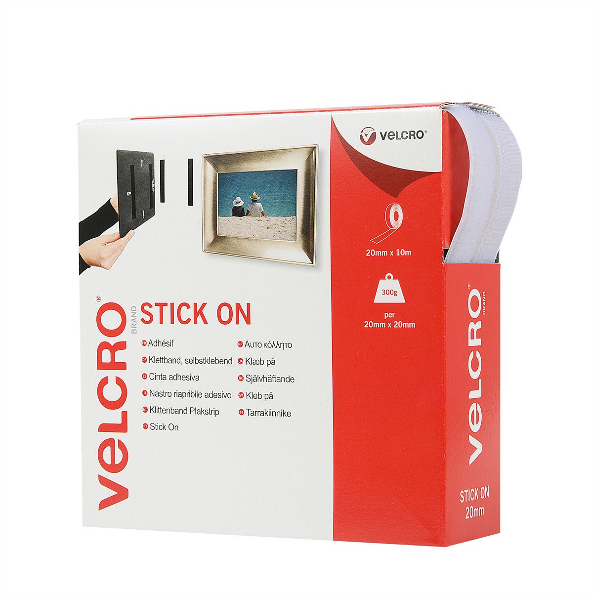 VELCRO® zelfklevend klittenband 20 mm x 10 m wit