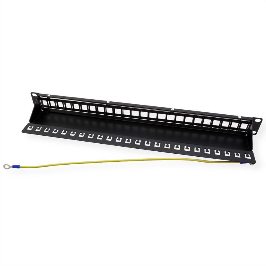 VALUE 19"-keystone-modulehouder, 24 poorten, 1HE, afgeschermd, zwart