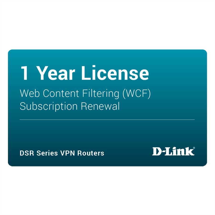 D-LINK DSR-250-WCF-12-LIC Licentie, Dynamische filtering van webinhoud 12 maanden