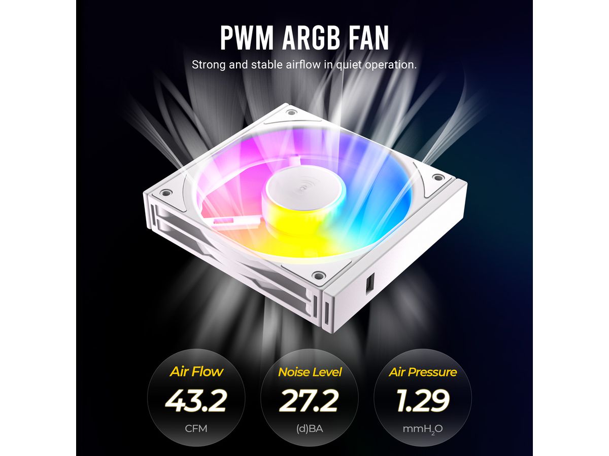 ANTEC C120 ARGB Fan Reverse PC Case Fan 120mm 3-in-1-Pack, black