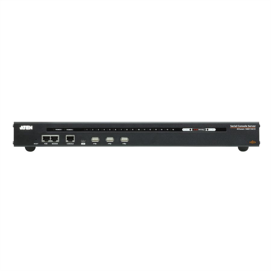 ATEN SN0116CO 16-poorts seriële consoleserver met dubbele voeding/LAN