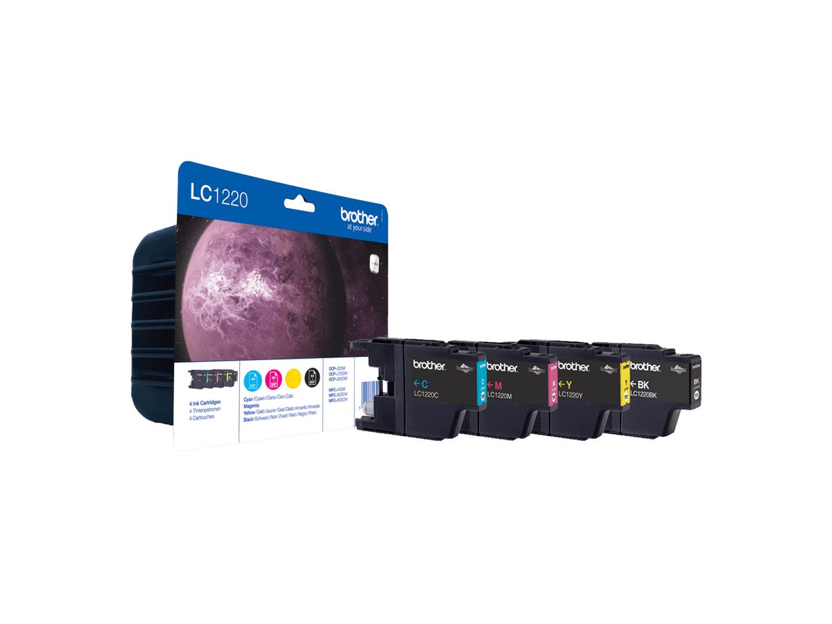 Brother LC1220VALBP inktcartridge 4 stuk(s) Origineel Zwart, Cyaan, Magenta, Geel