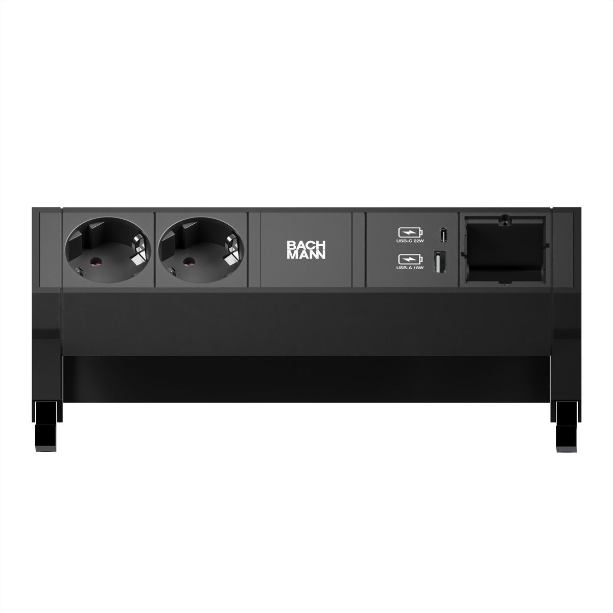 BACHMANN DESK2 2xbeschermend contact USB A&C, USB Lader 22W 1xABD 0,2m GST18 zwart