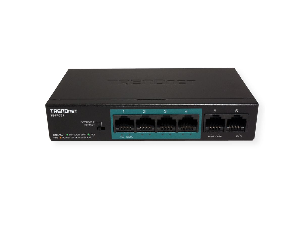 TRENDnet TE-FP051 5-poorts PoE+ switch Fast Ethernet Long Range