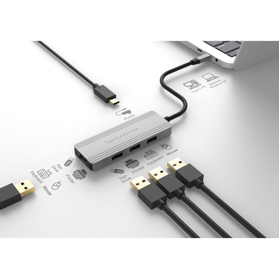 VALUE USB 3.2 Gen 1 Hub, 4-voudig, USB-C aansluitkabel
