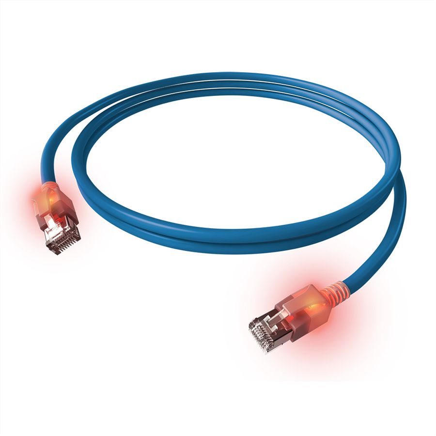 EasyLan S/FTP DualBoot LED Patch Cable Cat.6A, RJ45 / RJ45, LSOH, blue, 1.5 m