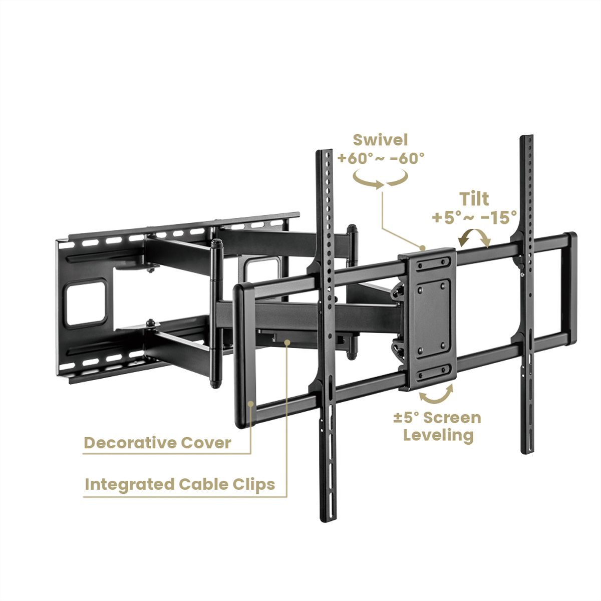 VALUE Solid Articulating Wall Mount TV Holder, < 120kg, < 304.8cm (60" - 120")