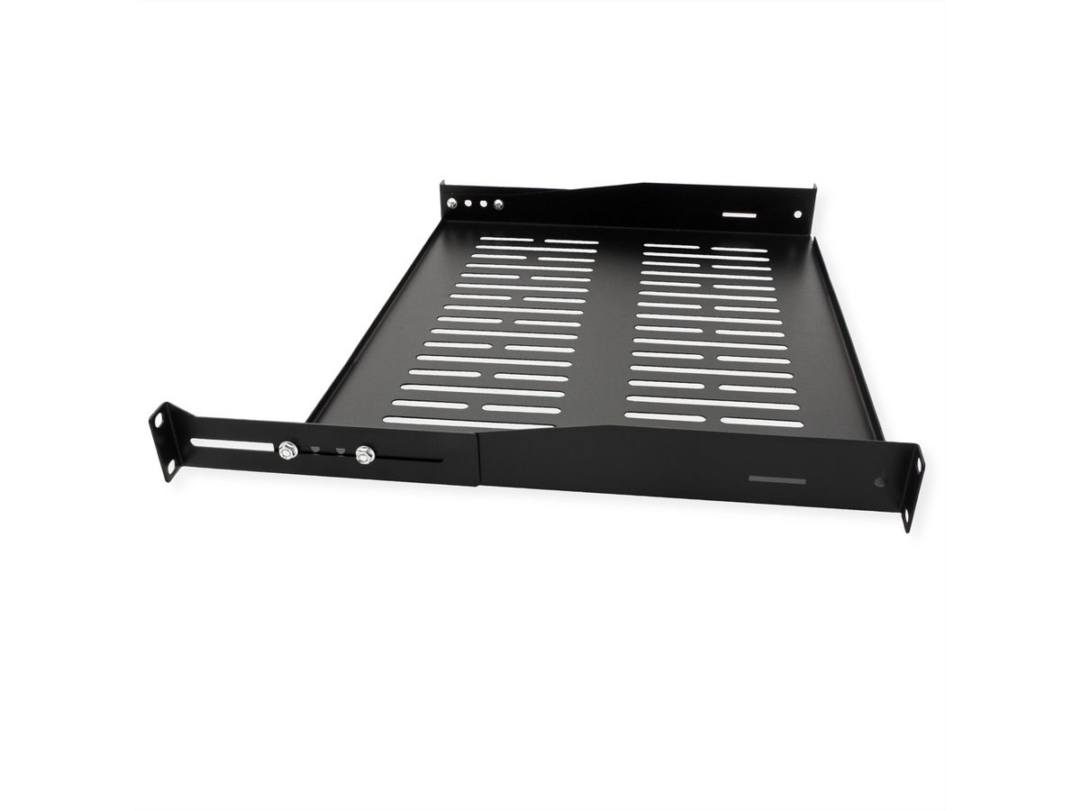 VALUE 19"-Fixed Shelf, 440 x 350mm, max. 25kg, 1U, U-Shape, black