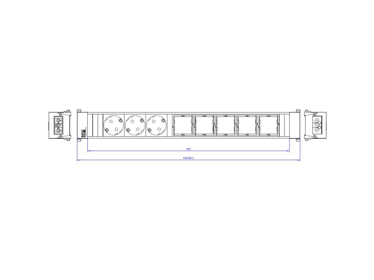 BACHMANN CONFERENCE TOP FRAME X-Large insert 3x earthing contact 5x ABD