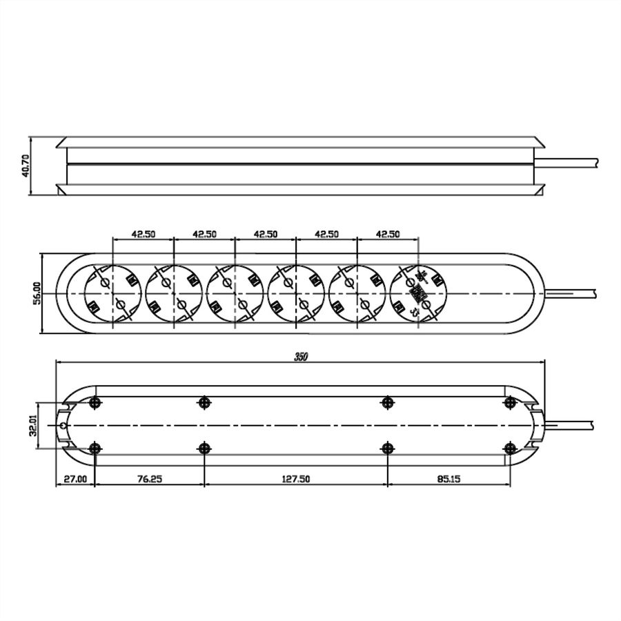BACHMANN SMART socket strip 6x earthing contact, without cable