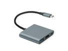 ROLINE Type C - HDMI Adapter, M/F, 1x USB 3.2 Gen 1 A, 1x Type C (Power Delivery)