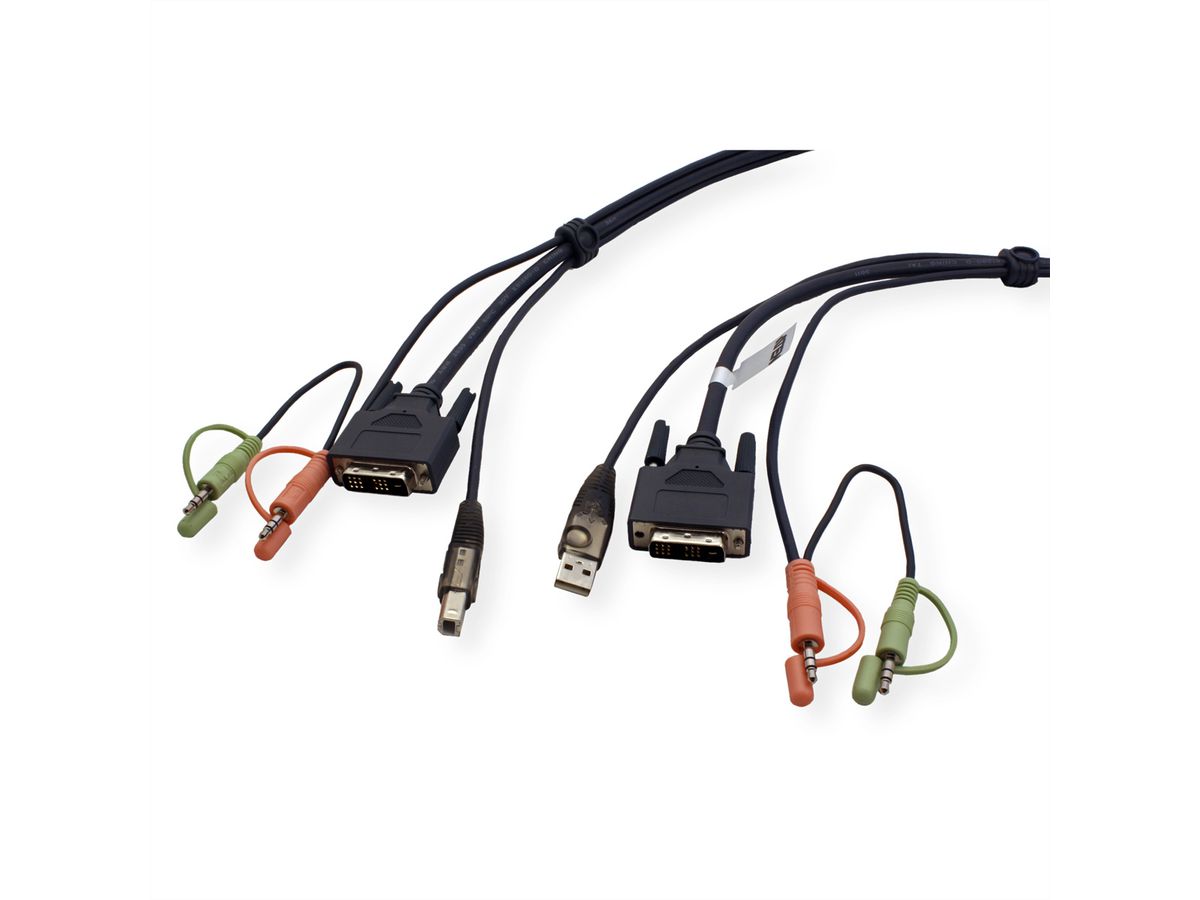 ATEN 2L-7D02U KVM Kabel DVI-D (Single Link), USB, Audio, zwart, 1,8 m