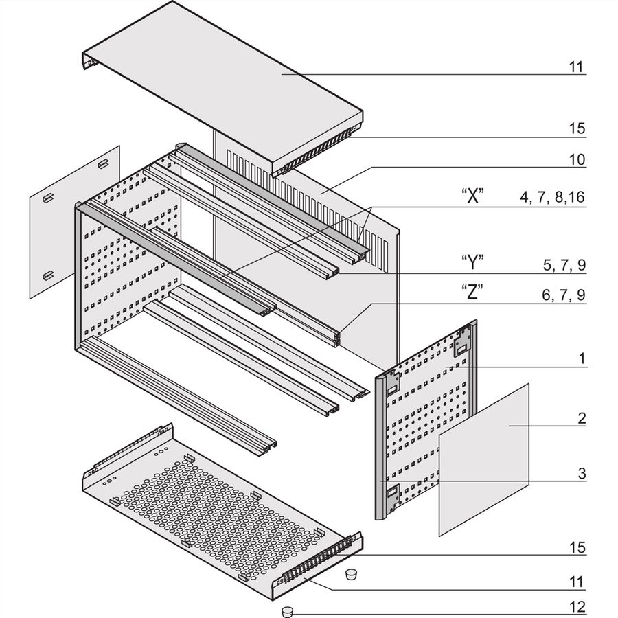 SCHROFF RatiopacPRO, Complete Case, Desktop, Retrofittable Shielding, Front Trim, 3 U, 28 HP, 255 mm