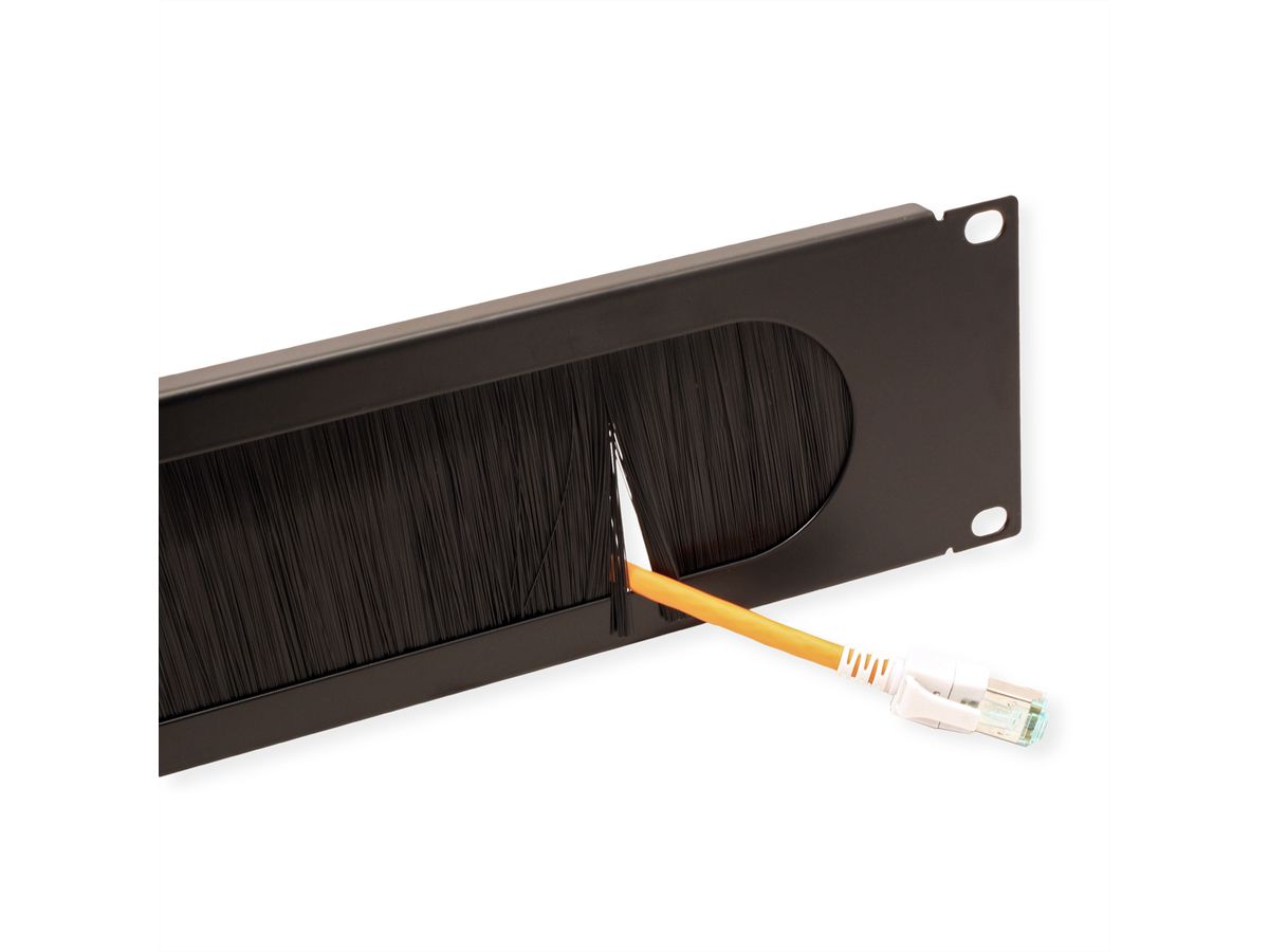 VALUE 19" Kabel doorvoerstrook 2 HE met borstel, zwart