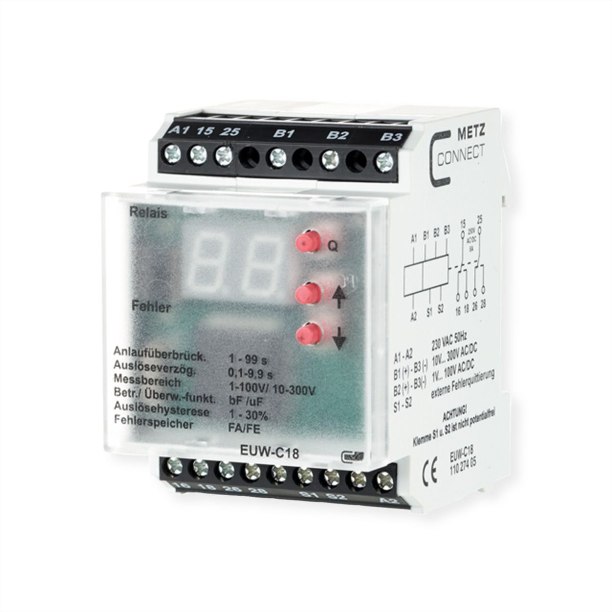 METZ CONNECT EUW-C18 230 V AC stroom-/spanningsmonitor