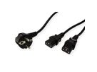 ROLINE Y-Power Cable, 2x straight IEC Connector, black, 2 m