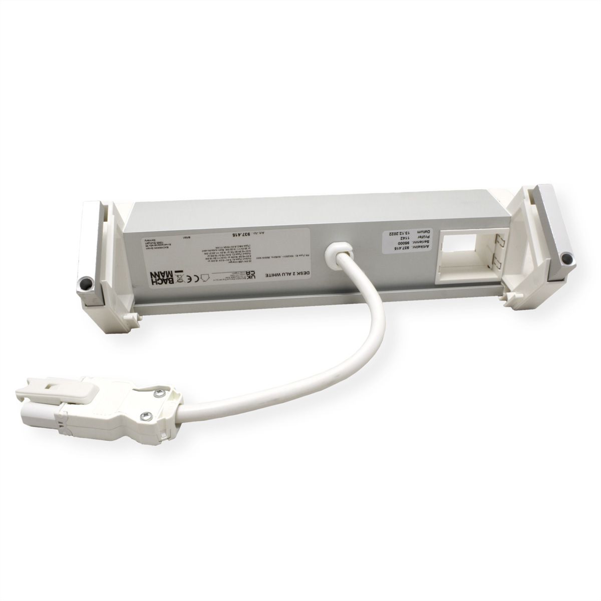 BACHMANN DESK2 ALU WHITE 2xUTE 1xCM 1xUSB A/C 22W 0,2m GST18