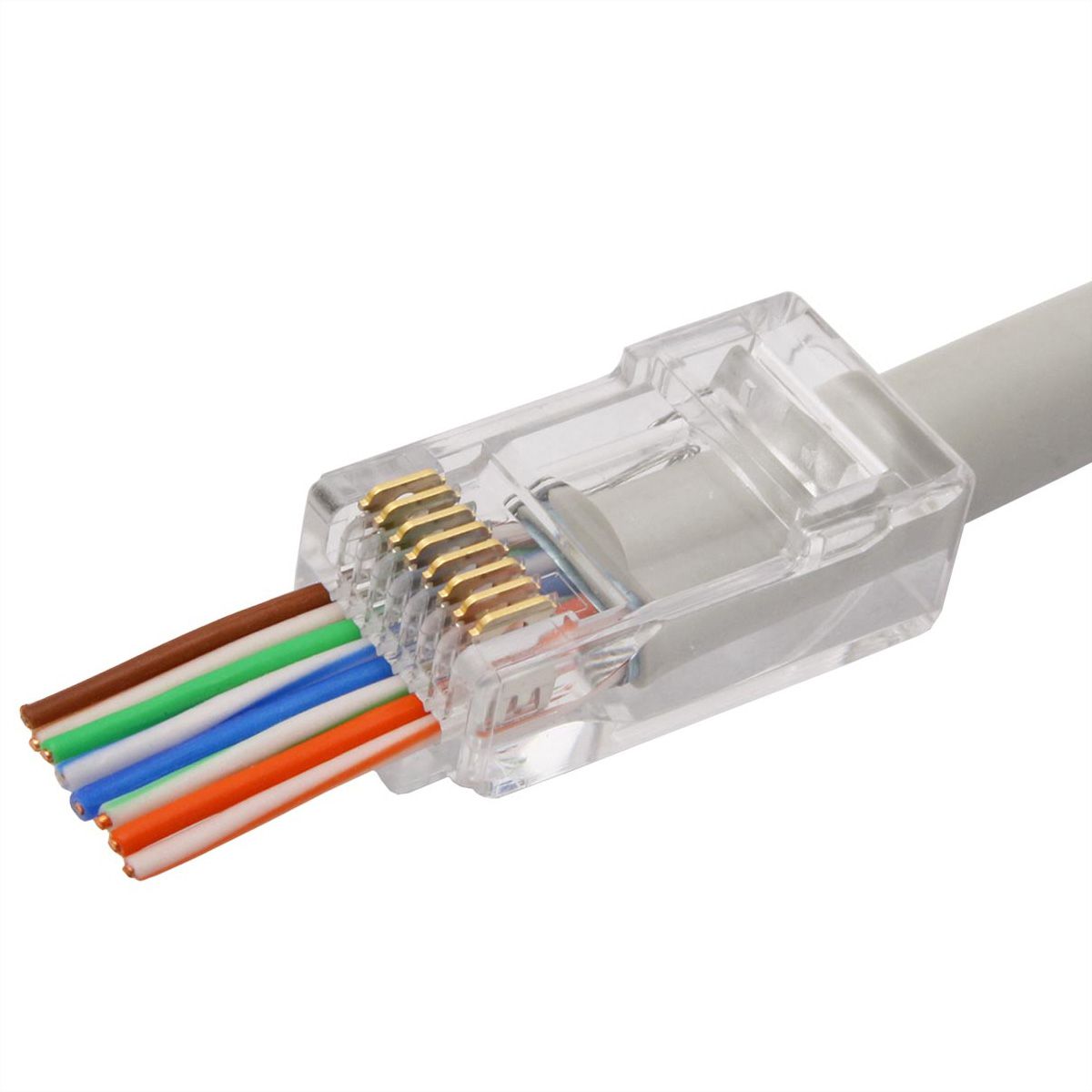 ROLINE Cat.6A (Class EA) Modular Plug, easy pass-through, for solid & stranded wire, unshielded, 10 pcs.