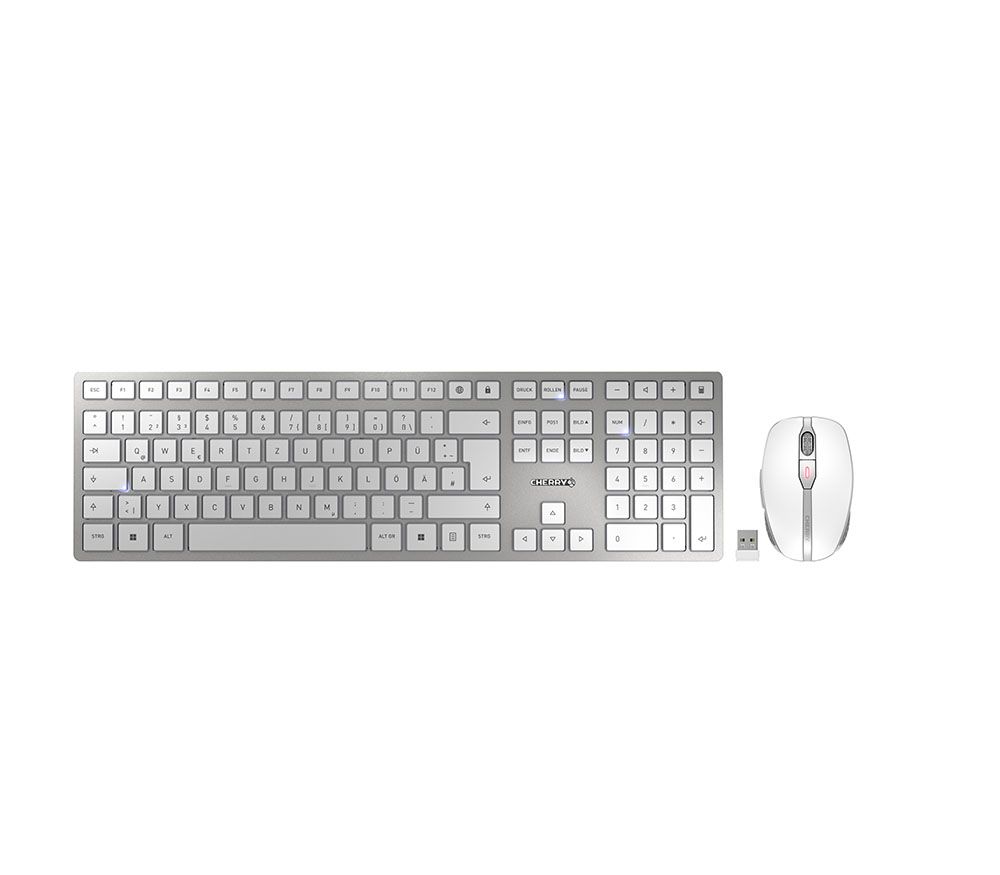 CHERRY DW 9100 SLIM toetsenbord Inclusief muis Universeel RF-draadloos + Bluetooth QWERTZ Duits Zilver