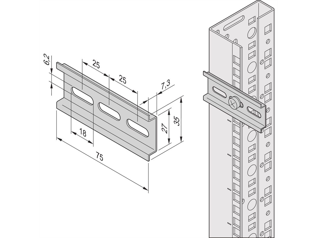SCHROFF DIN Rail for Thermostat With Integrated Temperature Sensor