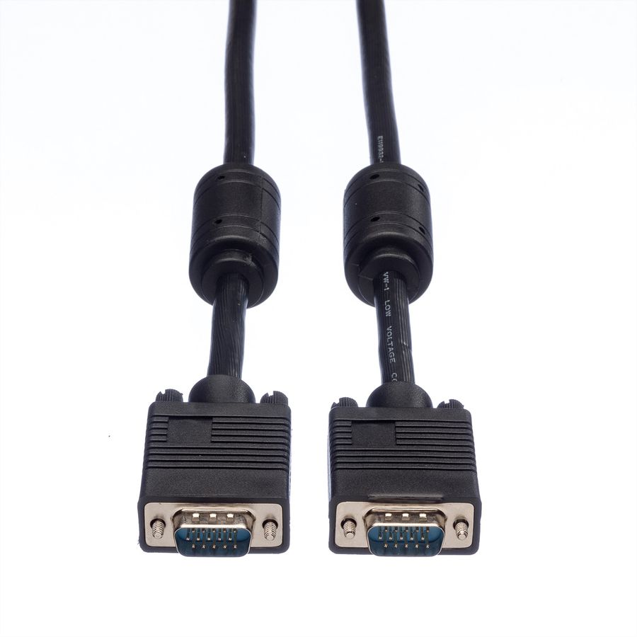 ROLINE HQ VGA Cable + Ferrite + DDC, HD15, M/M, 10 m