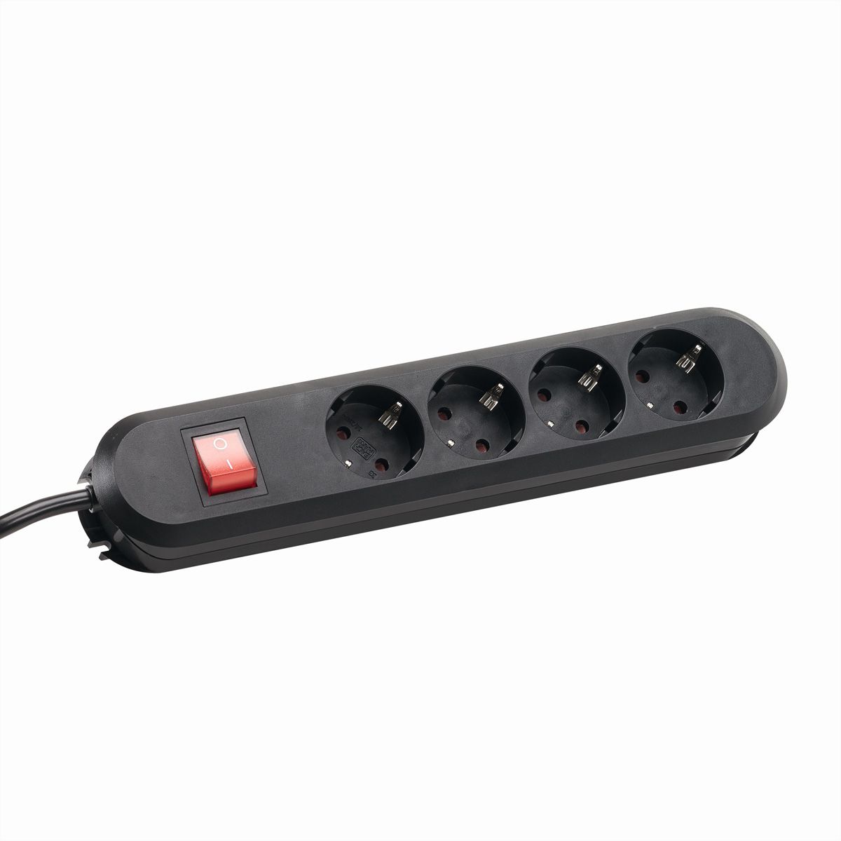 BACHMANN SMART socket strip 4x earthing contact, switch, black, 1.5 m