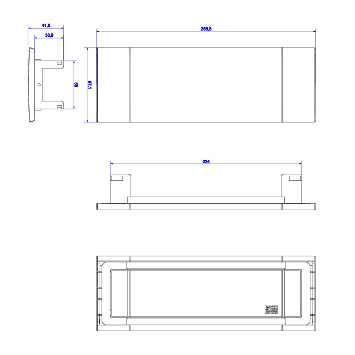 BACHMANN Power Frame Cover 3-way, black, for gluing into the table