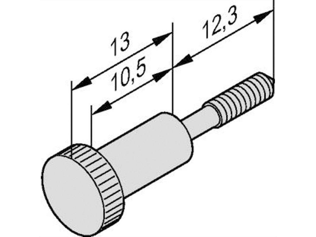 SCHROFF Kraagschroef, Kartelkop Lange uitvoering, M2,5 x 12,3 mm, Messing vernikkeld, 100 stuks
