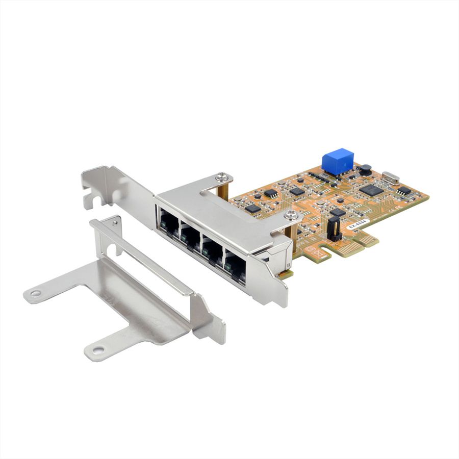 EXSYS EX-6084 PCIe 4-poorts quad Ethernet 1 Gigabit-kaart