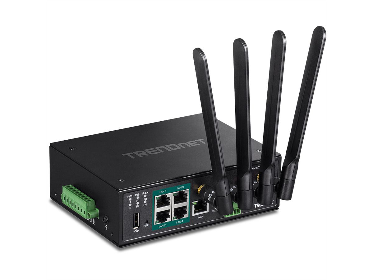 TRENDnet TI-WP100 Industriële PoE+ router, Draadloos AC1200 Gigabit