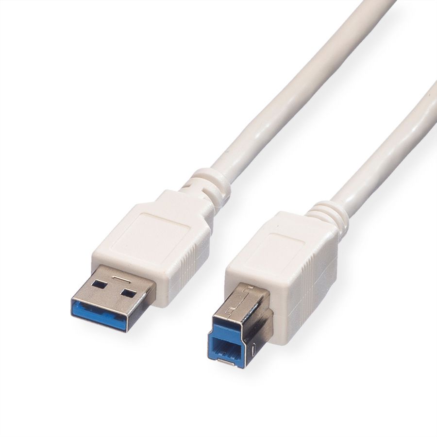 VALUE USB 3.2 Gen 1 Cable, A - B, M/M, white, 0.8 m