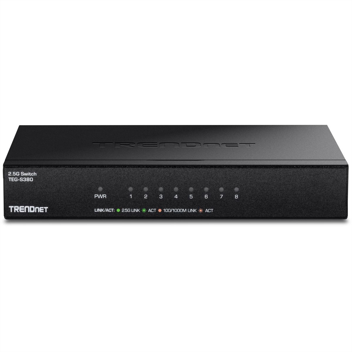 TRENDnet TEG-S380 8-Poorts 2.5G Switch , onbeheerd, zwart