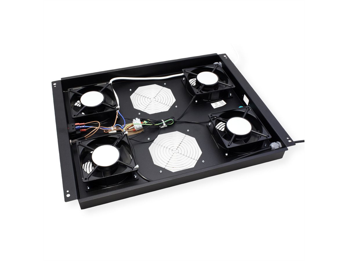 ROLINE 19-inch roof-mounted fan unit 4 fans, Thermostat black